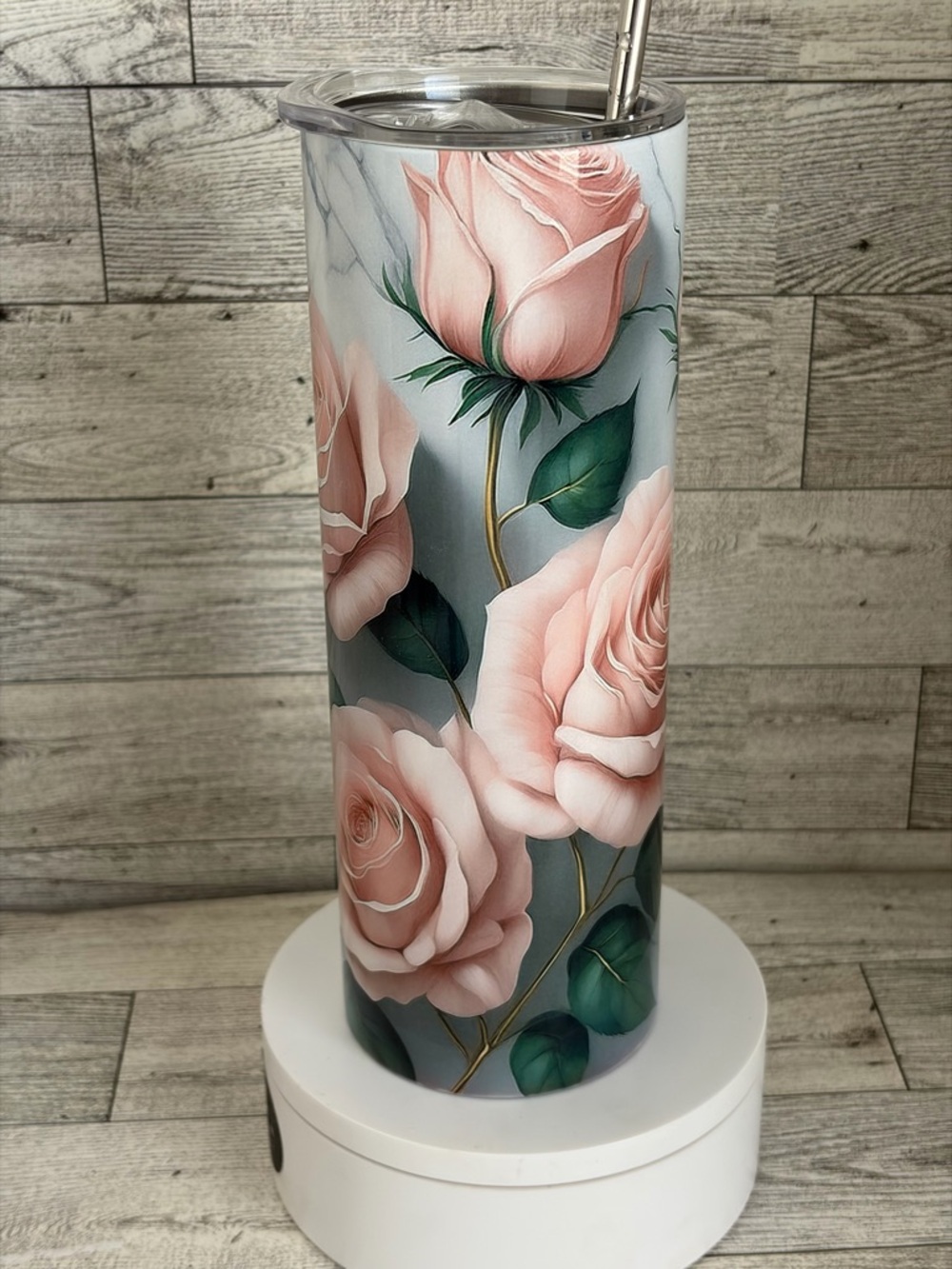 Floral Pink Rose Stainless Travel 20oz Tumbler - Elegant Home Accents